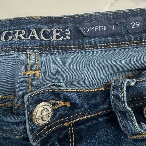 Grace in LA patchwork distressed jeans size 29 - Picture 3 of 8